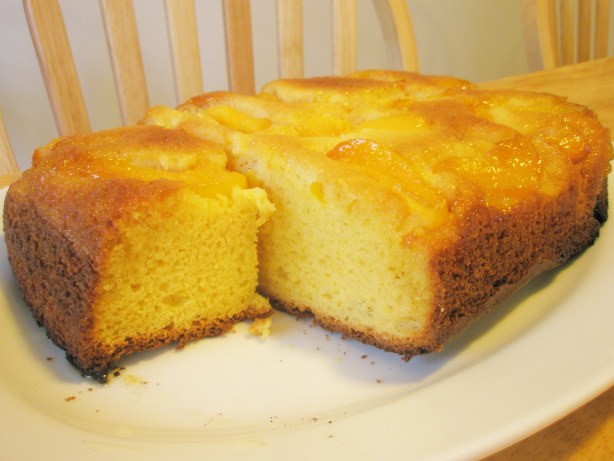 American Peach Upsidedown Pudding Cake Dessert