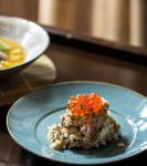 Japanese Smoked Hairy Crab with Brown Rice and Salmon Roe Appetizer