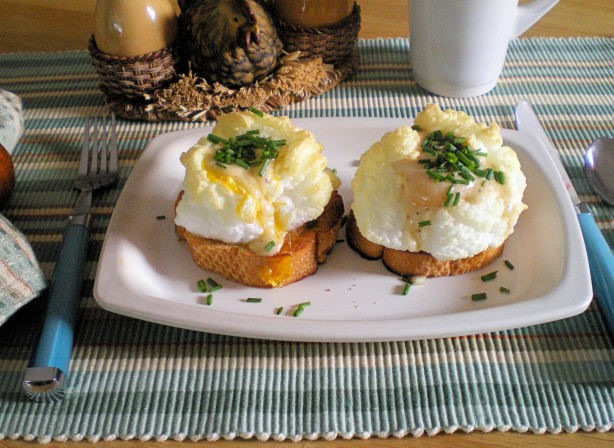 American Whipped Eggs on Toast Breakfast