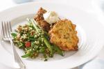 British Zucchini and Haloumi Fritters With Tabouli Recipe Appetizer