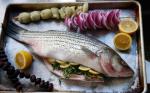 American Whole Grilled Bass with Olives Onion and Artichoke Recipe Appetizer