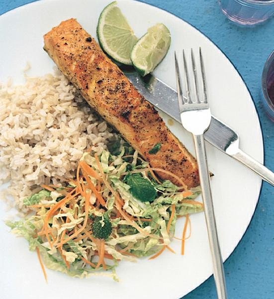 Iranian/Persian Curry-rubbed Salmon with Napa Slaw Dinner