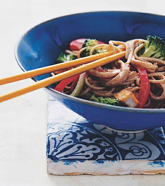 Malaysian Soba Noodle Tofu and Vegetable Stir-fry Dinner