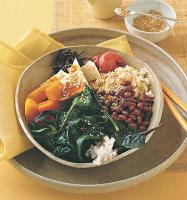 Japanese Vegetable-rice Bowl with Miso Dressing Dinner