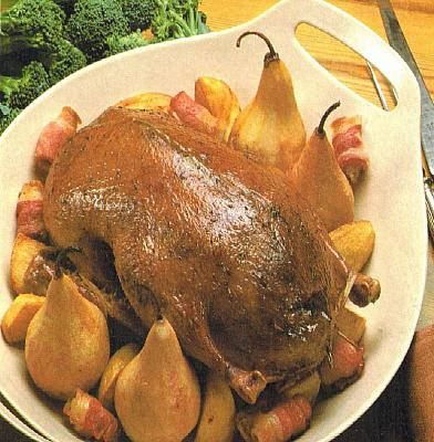 British Roast Goose with Baked Pears Dinner