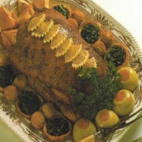 Roast Goose with Apricot-stuffed Apples recipe