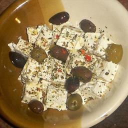 Greek Feta Cheese and Marinated Greek Olives Appetizer