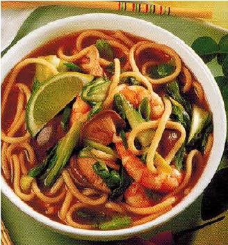 Chinese Prawn And Udon Noodle Soup Appetizer