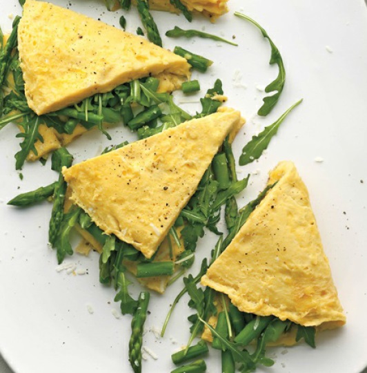 American Omelet with Asparagus Greens Breakfast