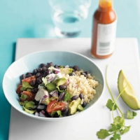 Haitian Brown Rice with Black Beans and Avocado Appetizer