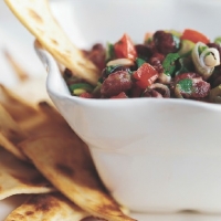 Guatemalan Black Bean Salsa with Baked Chips Appetizer