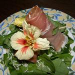 American Prosciutto Wrapped Fig and Arugula Salad Drink