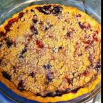 American Strawberry and Blueberry Pie with Crumble Topping Dessert