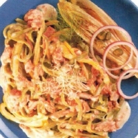 Italian Fettuccine with Smoked Salmon and Tomatoes Dinner