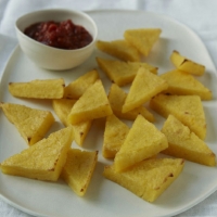 Italian Polenta Triangles With Chili Tomato Sauce Appetizer
