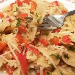 Italian Pasta with Red Peppers Anchovies and Artichokes Dinner