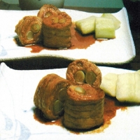 Teriyaki - Braised Pork and Leek Rolls recipe