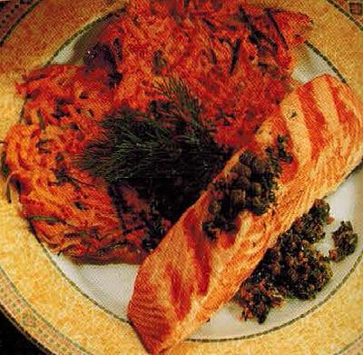 Paraguayan Salmon With Gremolata And Potato Griddle Cakes BBQ Grill