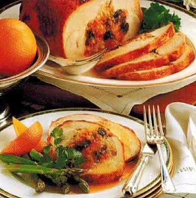 American Turkey Buffe With Rice And Fruit Stuffing Appetizer